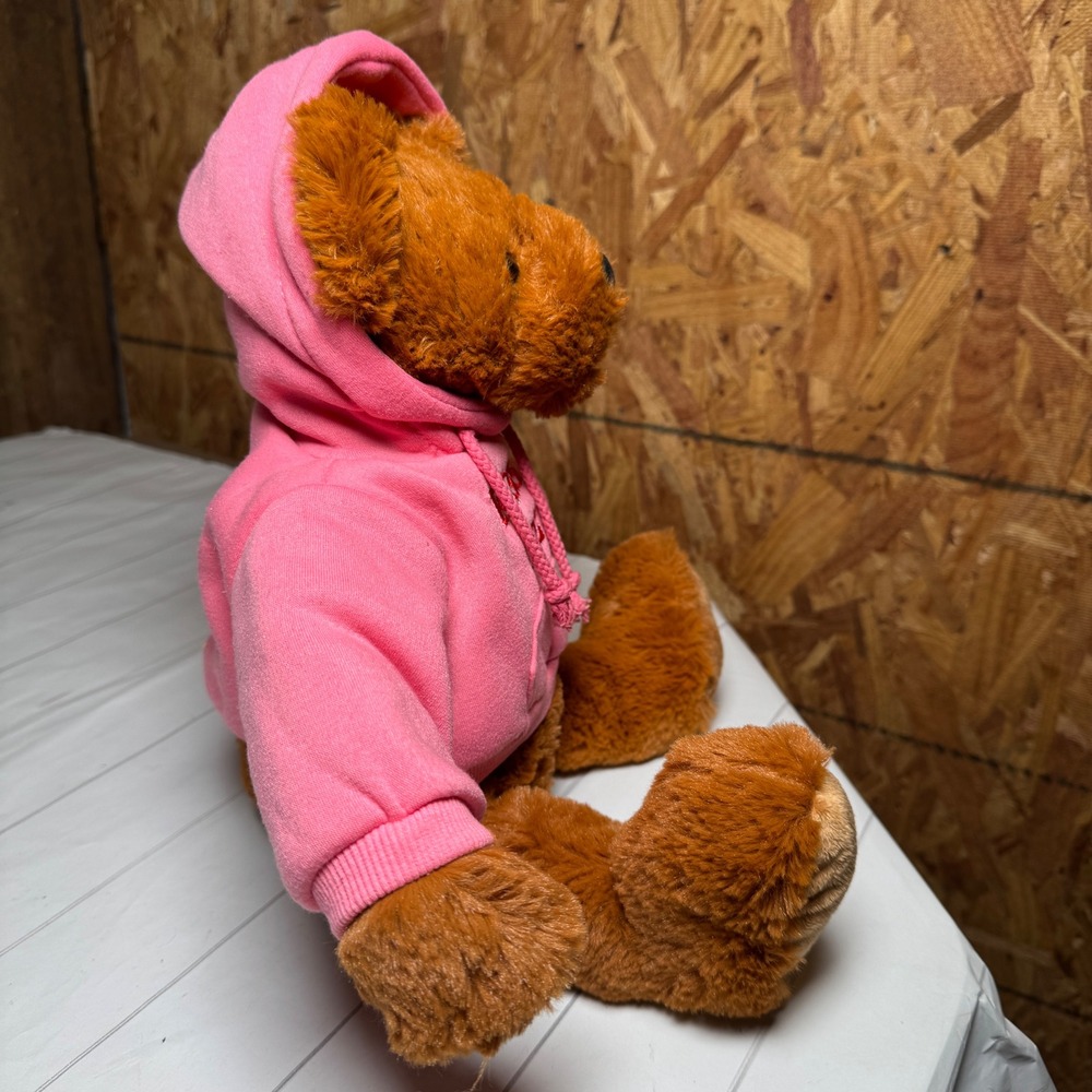 "Kiss Me" Plush Teddy Bear in Pink Hoodie Outfit 12" Valentine's Romance Gift - Picture 3 of 5